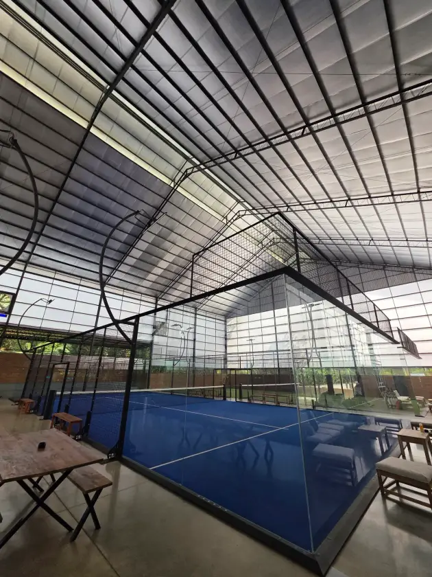 Blue court under the barn roof